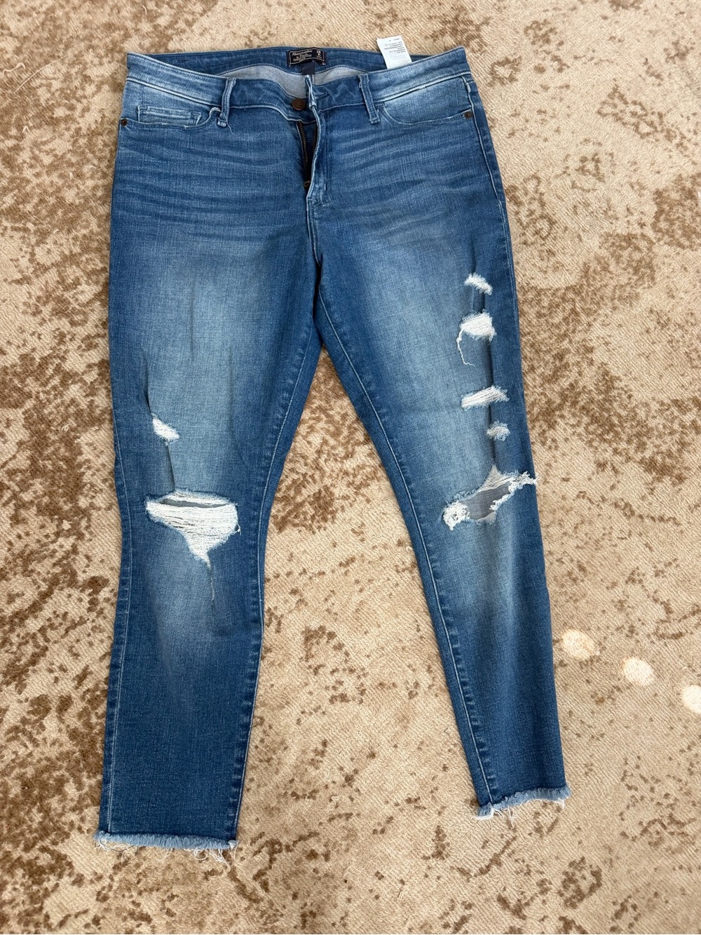 Abercrombie & Fitch Distressed Dark Blue Skinny Jeans